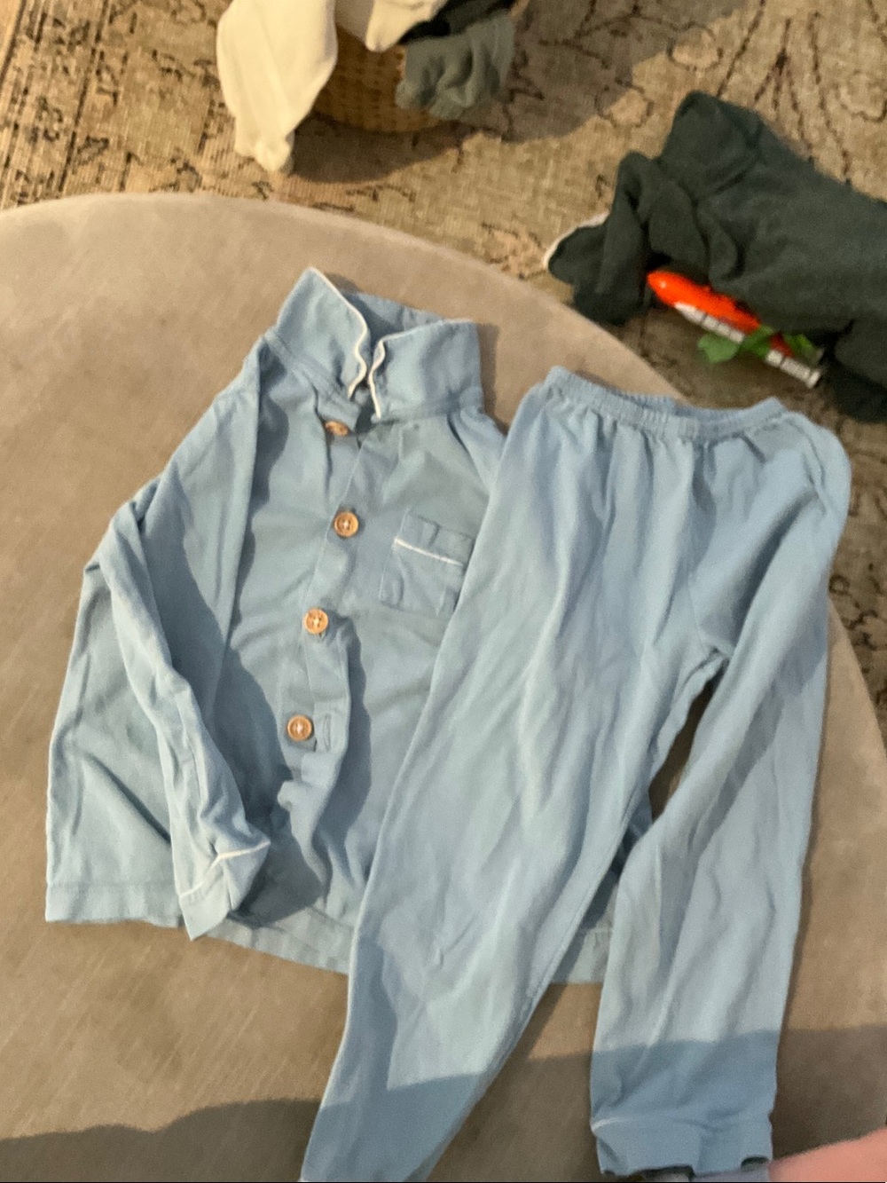 Light Blue Kids Pajama Set - Soft Button-Up Top & Pants